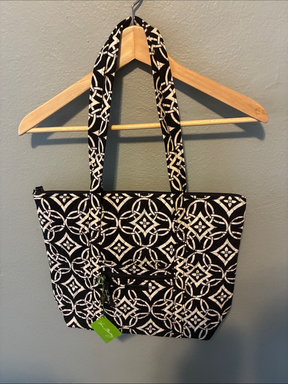 Vera Bradley Villager Concerto Black White Geometric Quilted Tote Bag NWT
